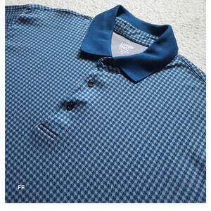 Lands' End Traditional Fit Long Sleeve Polo 2XLT Performance Knit Blue Tall